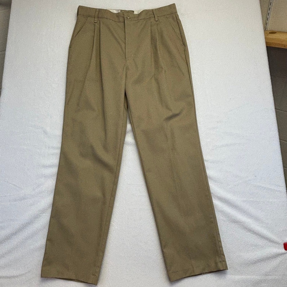 Red Kap Mens Pleated Work Pants Khaki Tan Straight Leg 38 (ACTUAL 37x34)